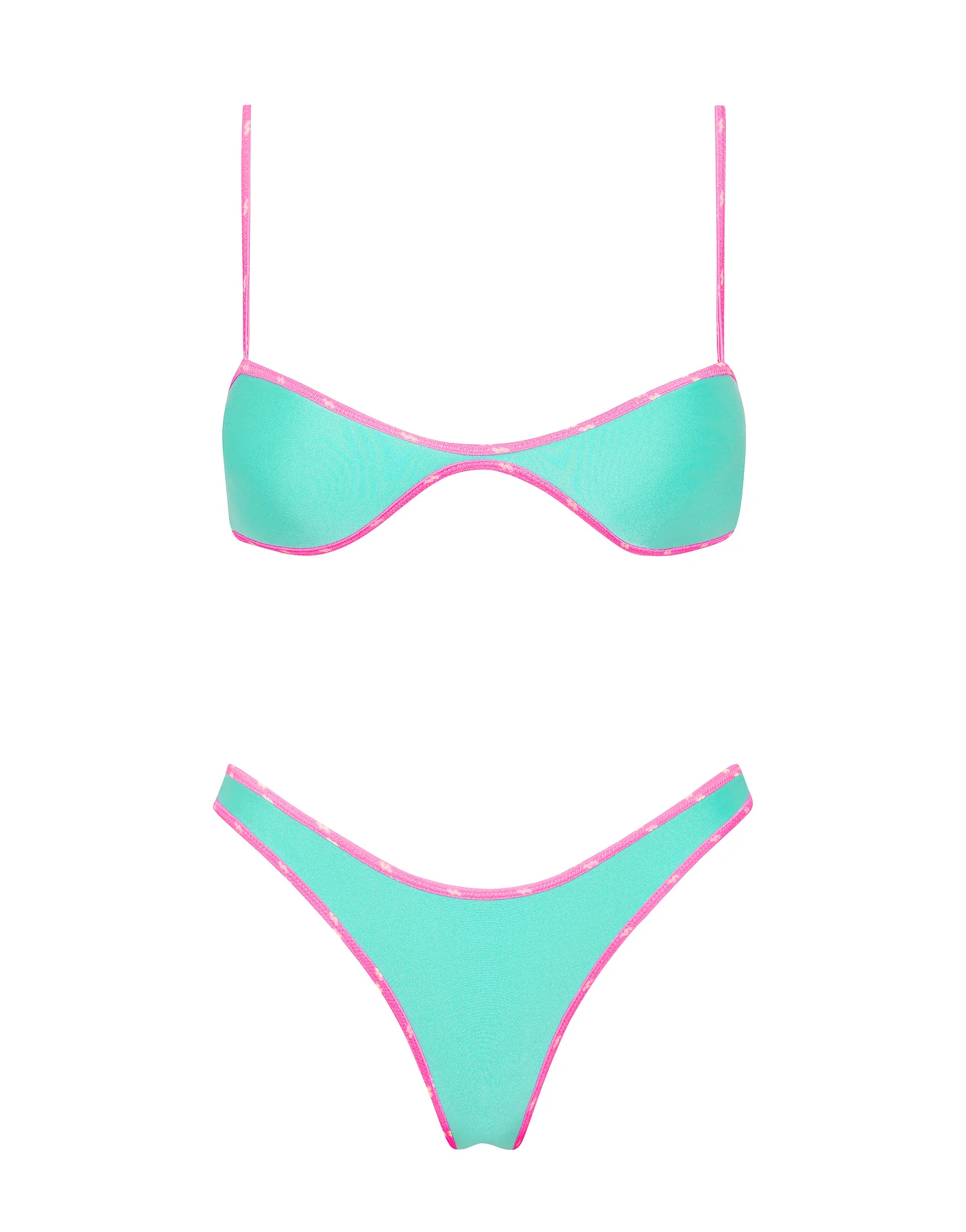 ESTE - TURQUOISE Neoprene Scoop Crop Bikini Set