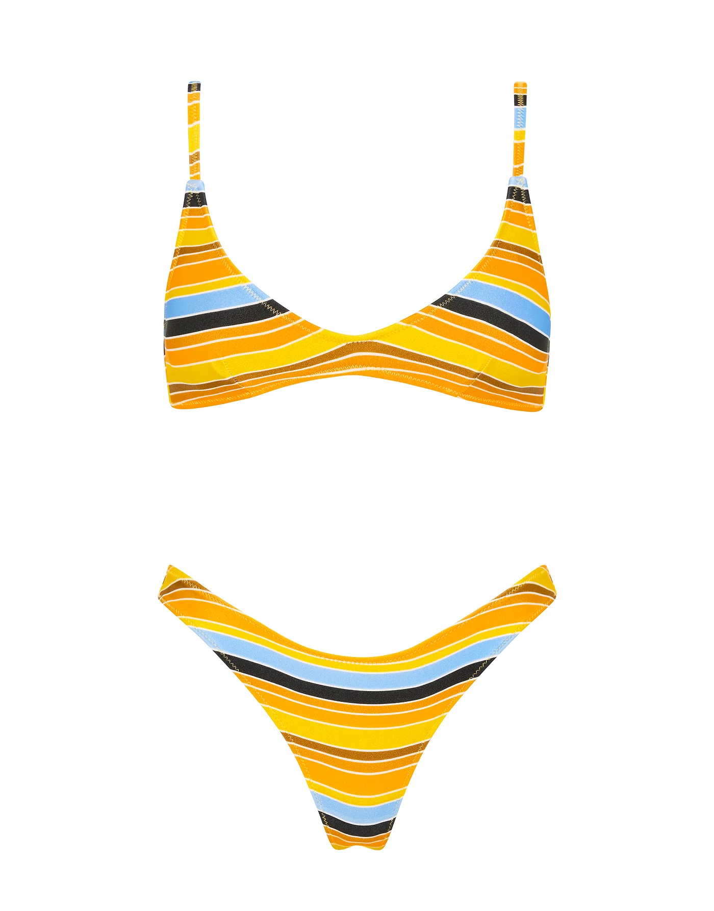 MAIA - TORE Stripe Scoop Bikini Set
