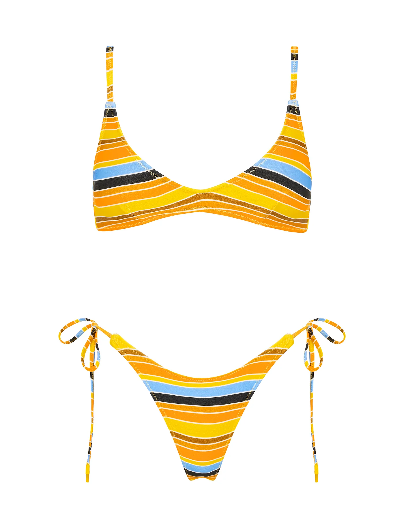 MAIA - TORE Stripe Scoop Bikini Set