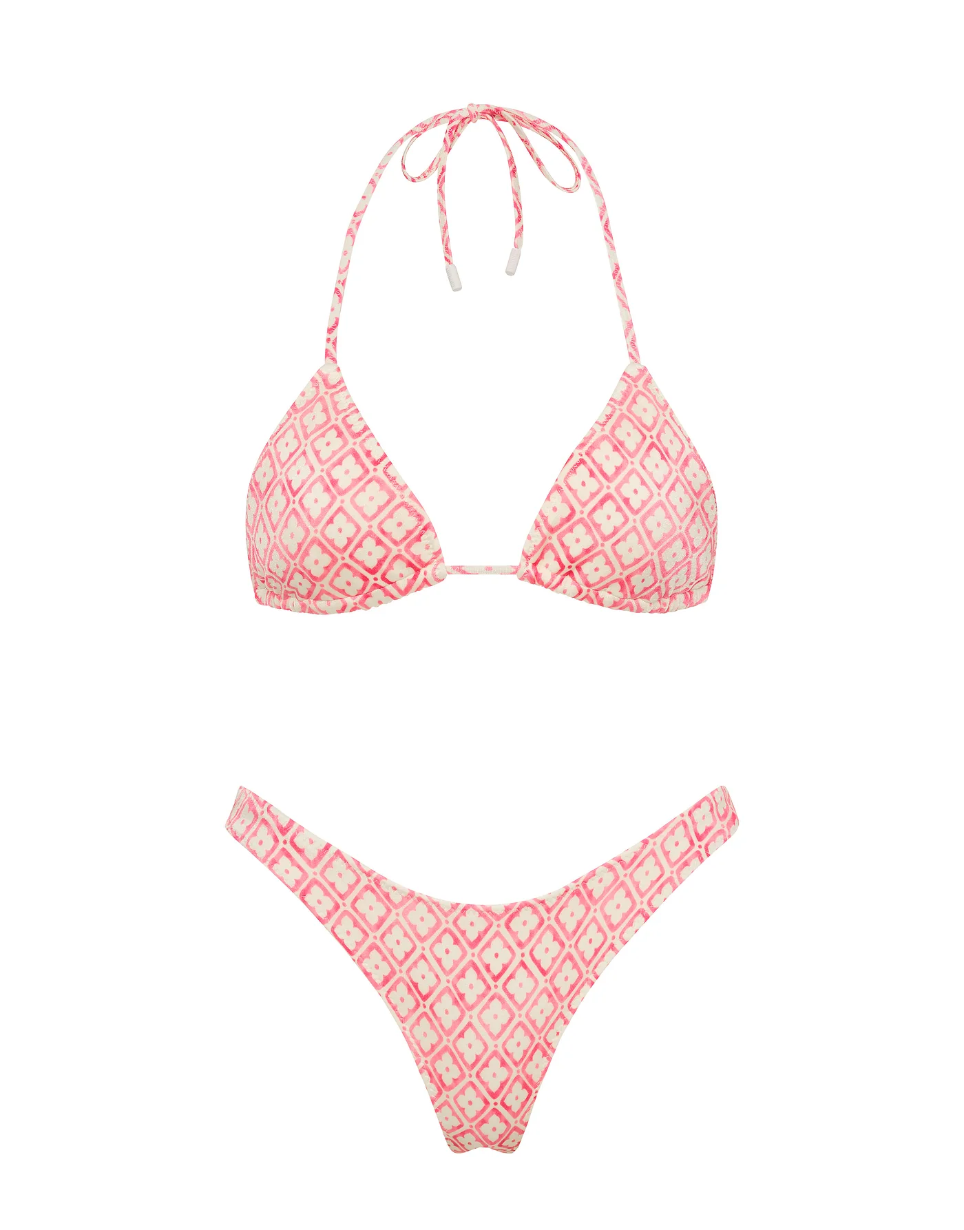 VINCA - PORTE Pink Geometric Triangle Bikini Set