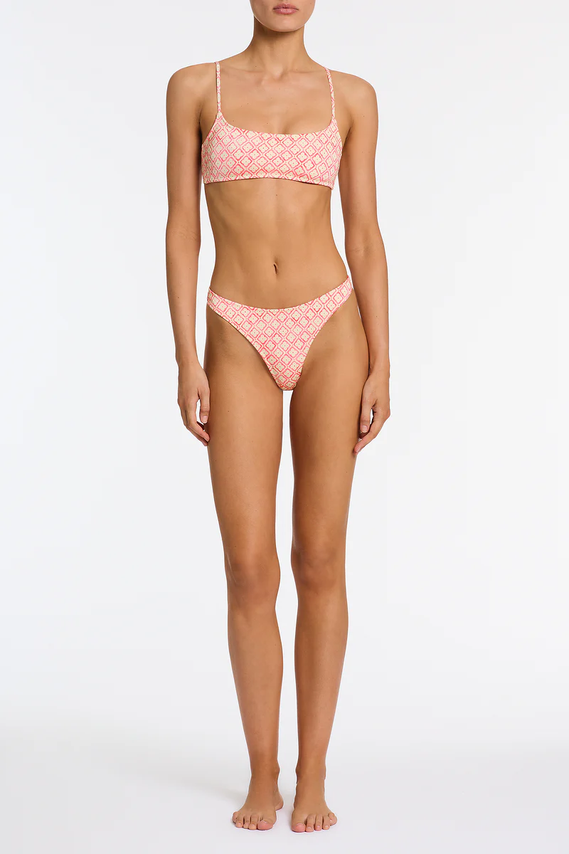 MICA - PORTE Pink Geometric Crop Bikini Set