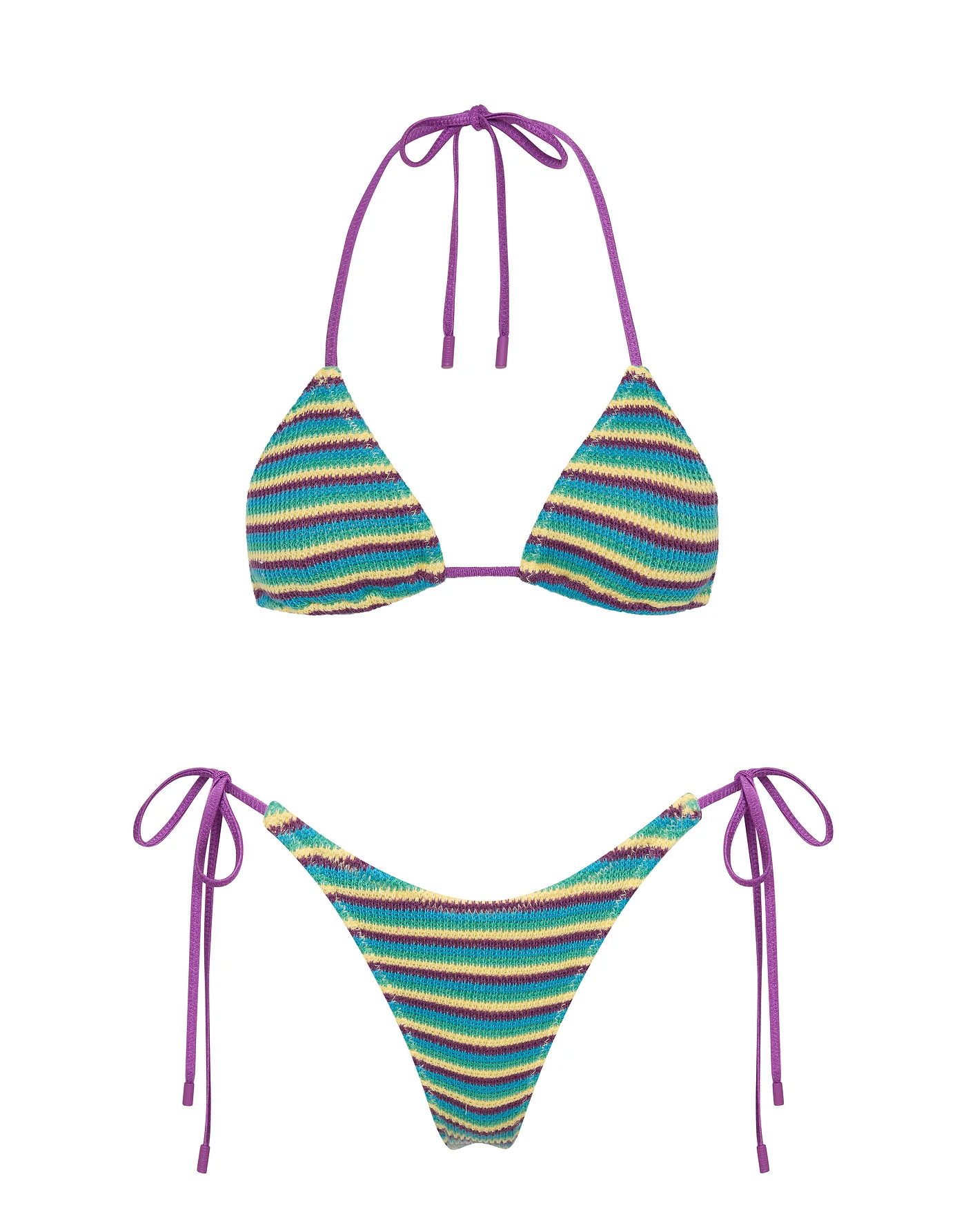VINCA - ORCHID CROCHET STRIPE Triangle Bikini Set