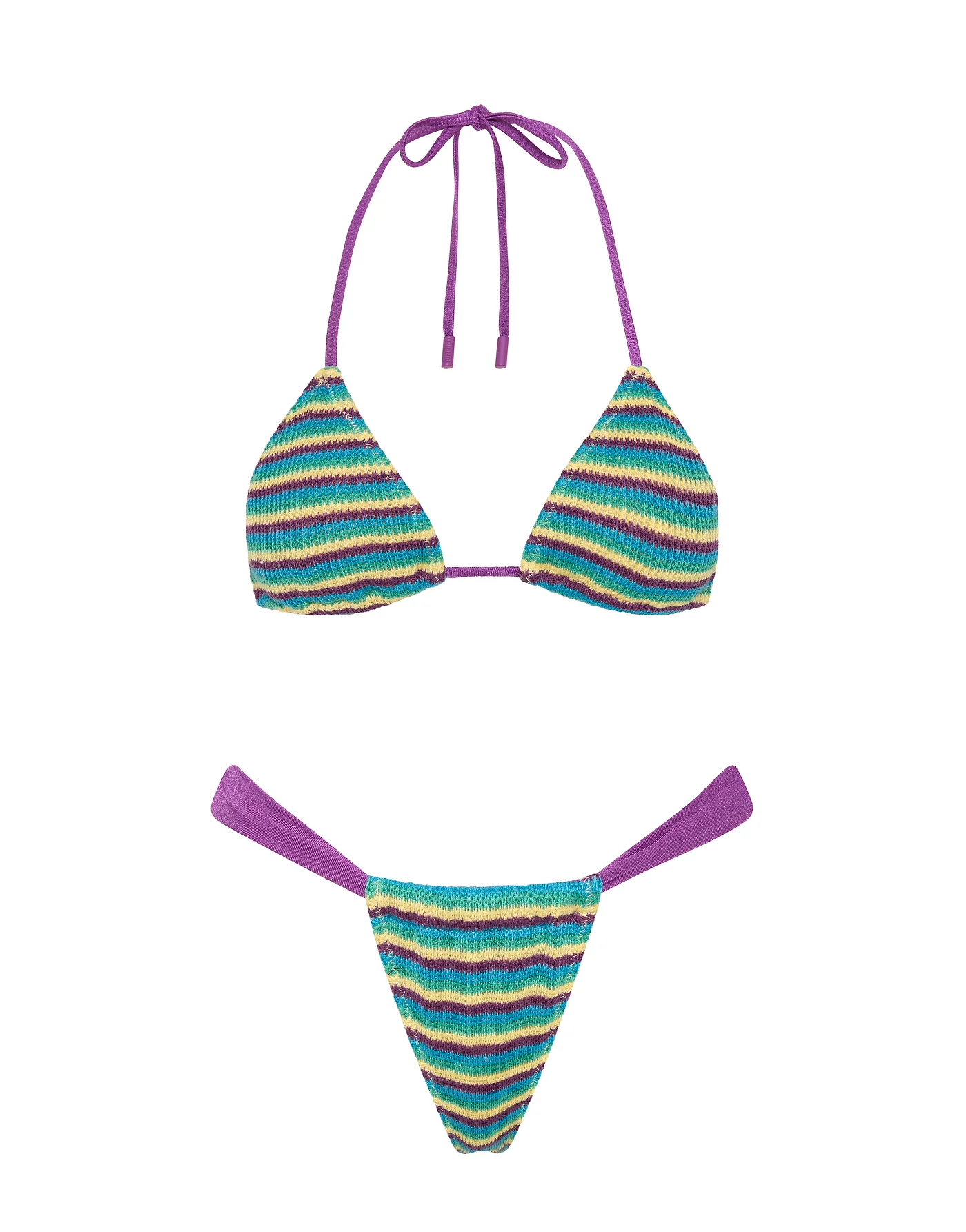 VINCA - ORCHID CROCHET STRIPE Triangle Bikini Set