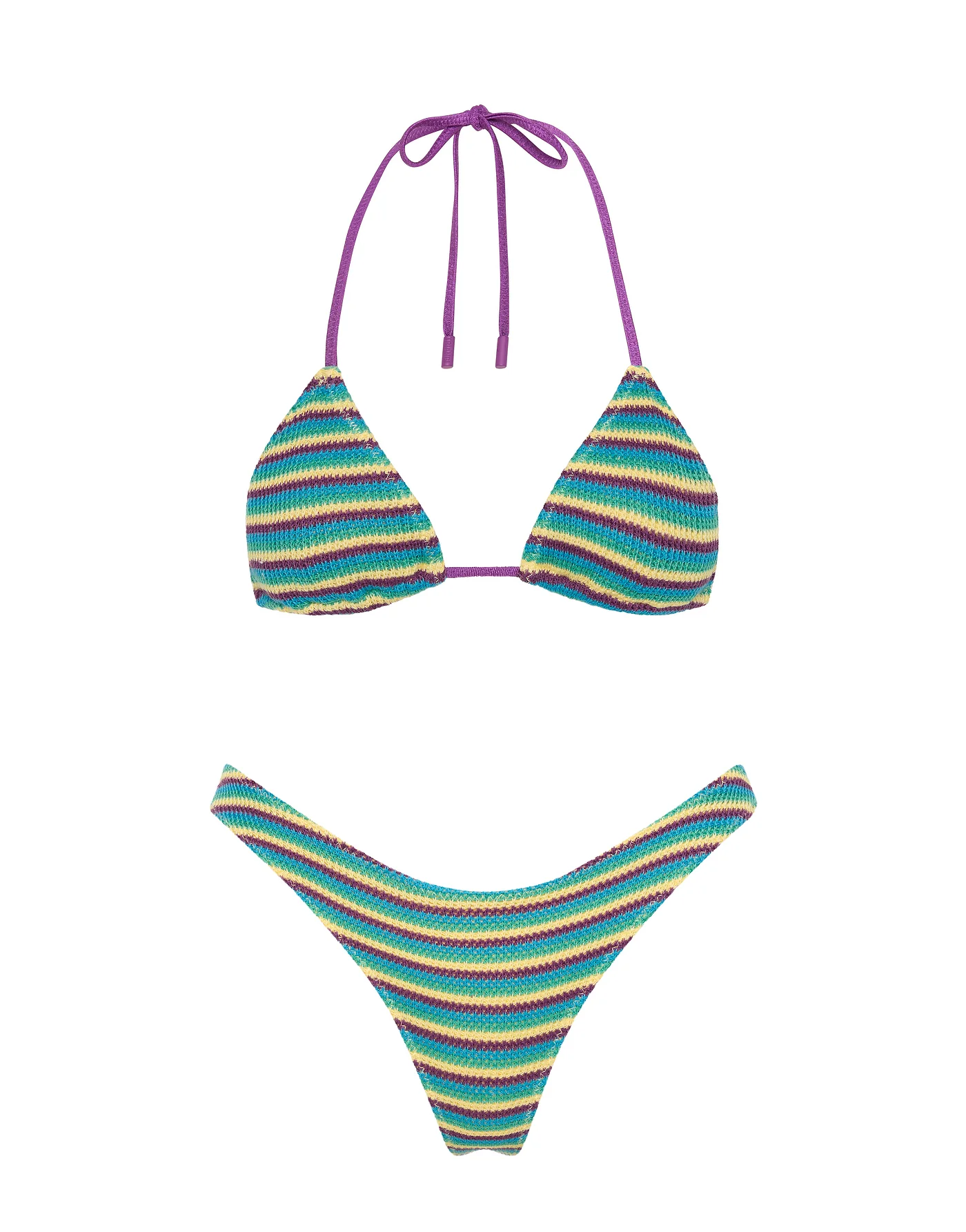 VINCA - ORCHID CROCHET STRIPE Triangle Bikini Set
