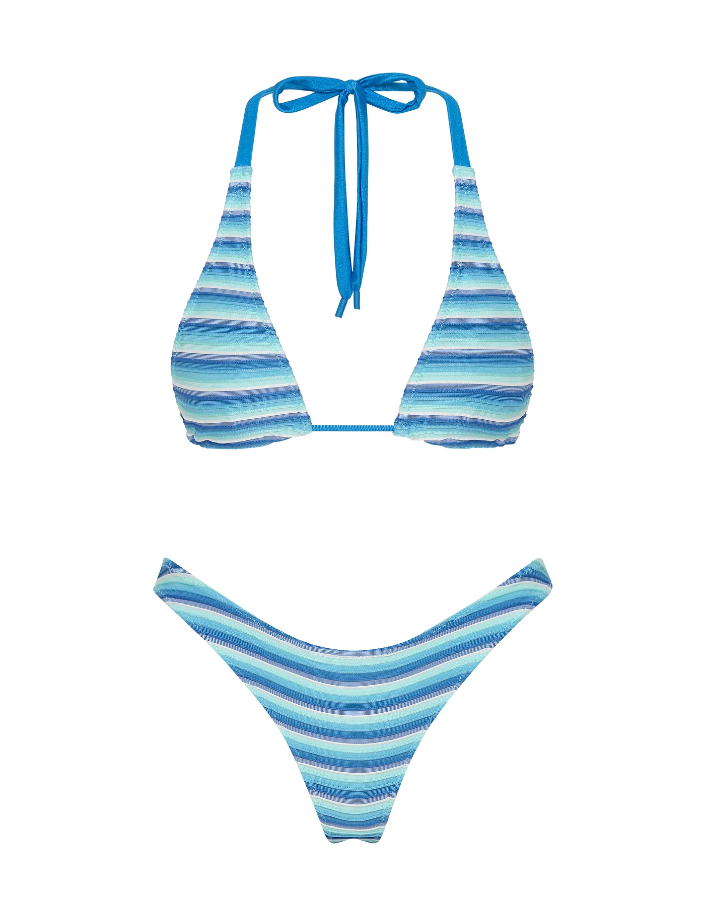 DARA - HORIZON BLUE Stripe Triangle Bikini Set