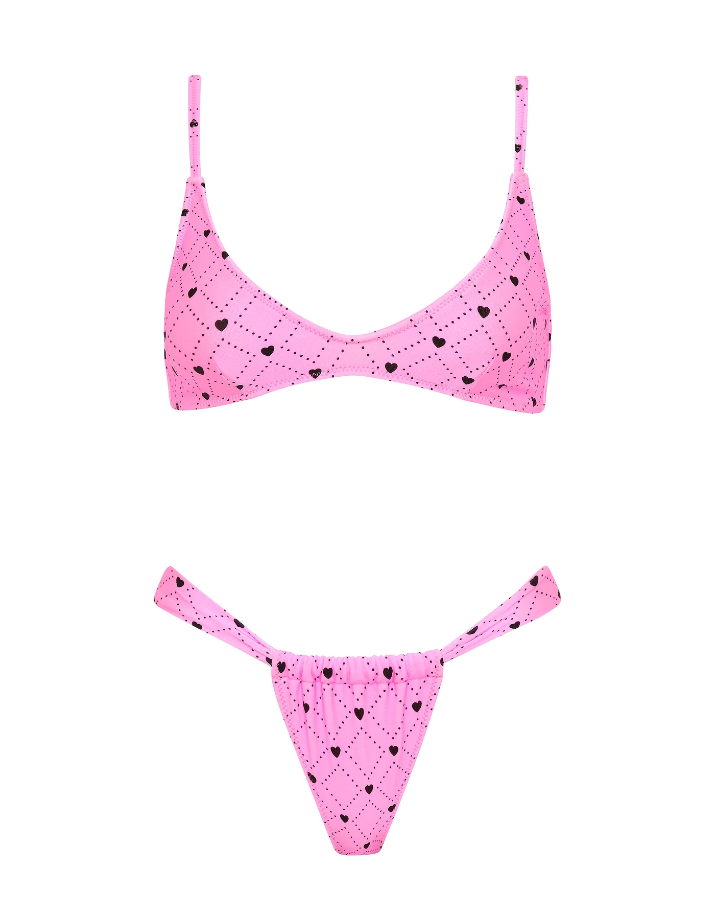 MAIA - CASSI Pink Heart Scoop Bikini Set