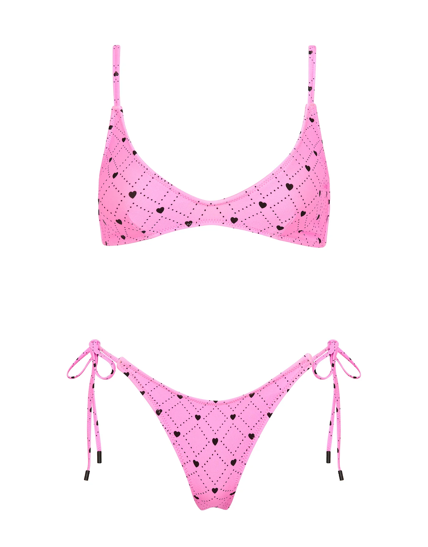 MAIA - CASSI Pink Heart Scoop Bikini Set