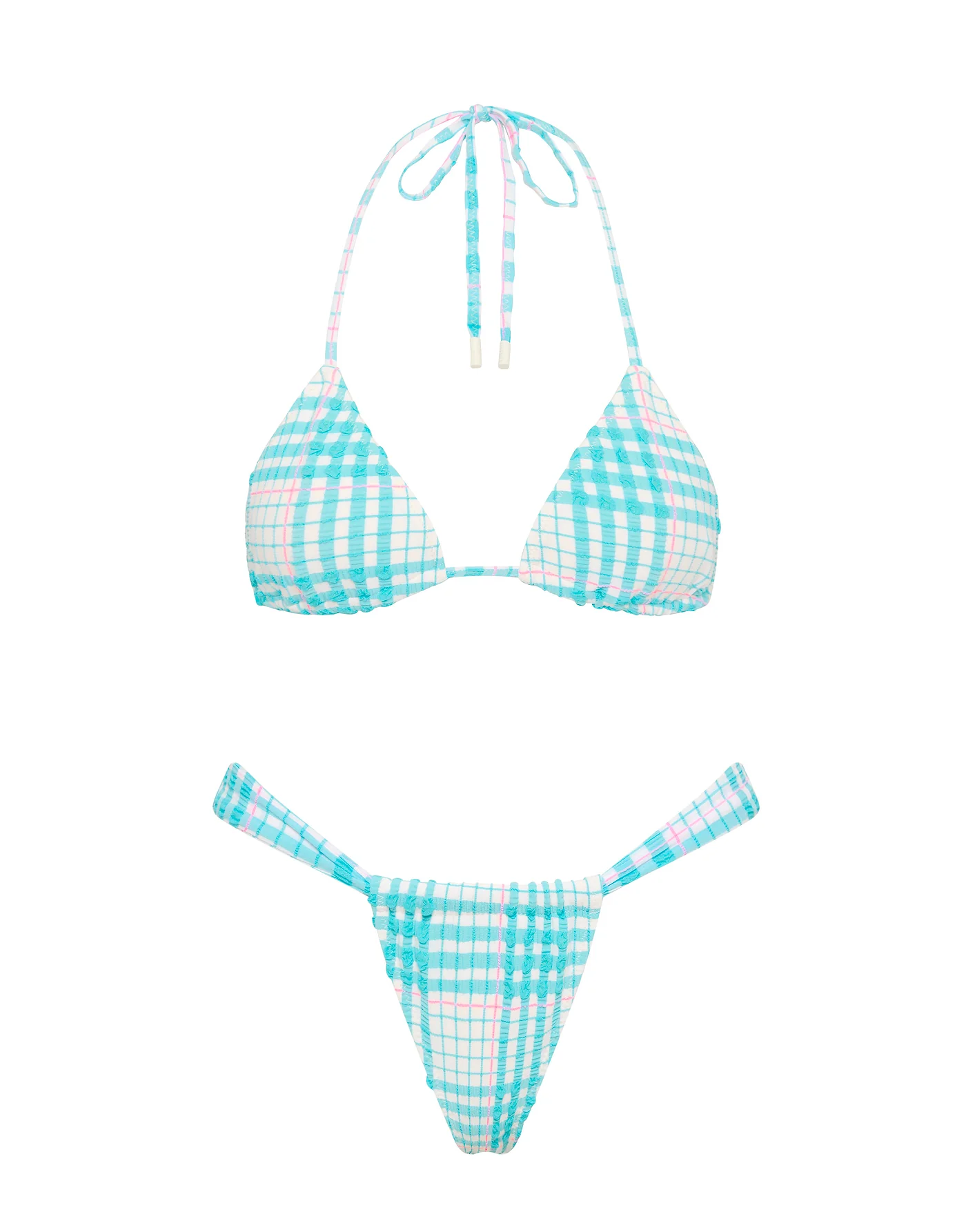 VINCA - BLUE BLOSS CHECK Triangle Bikini Set