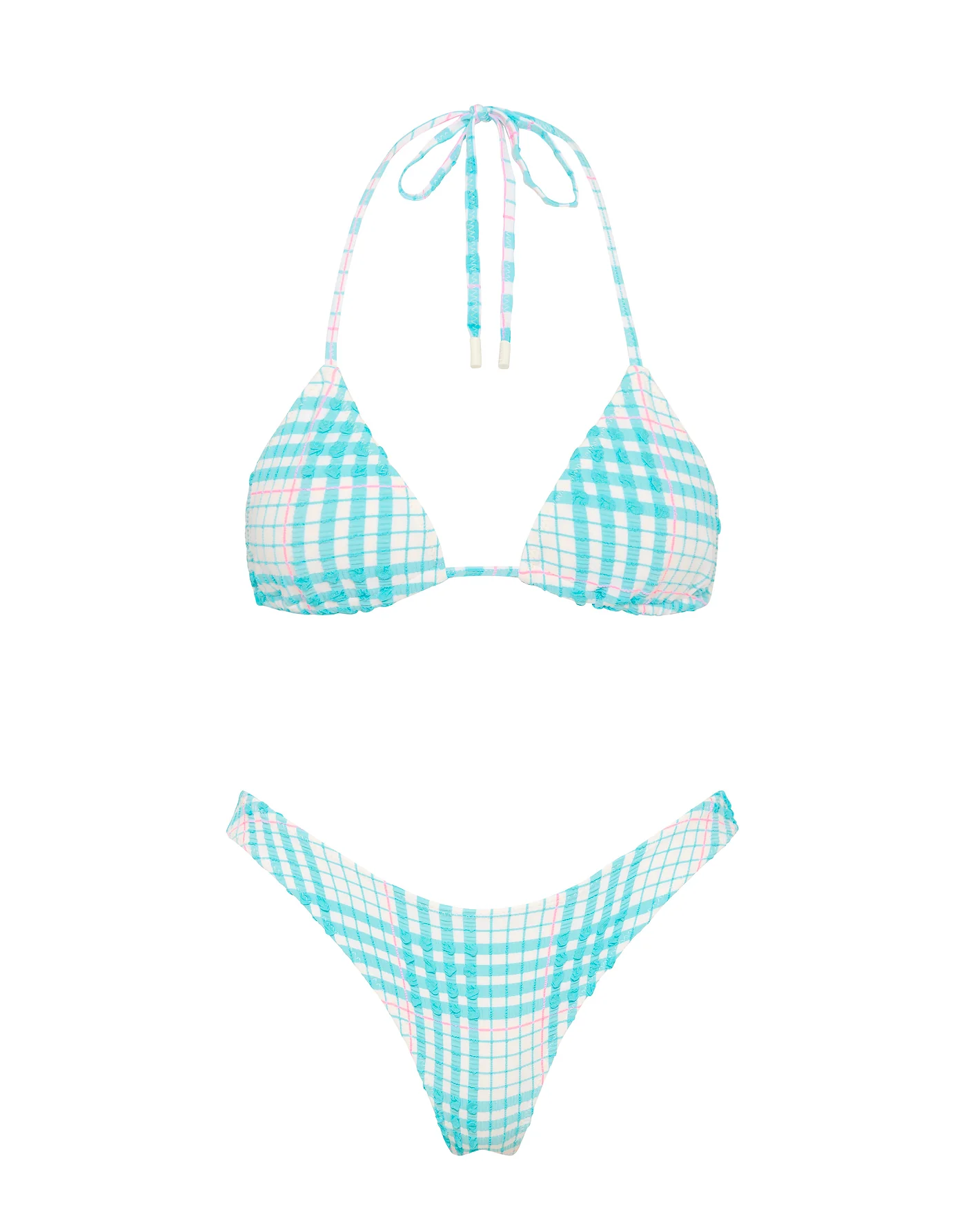 VINCA - BLUE BLOSS CHECK Triangle Bikini Set