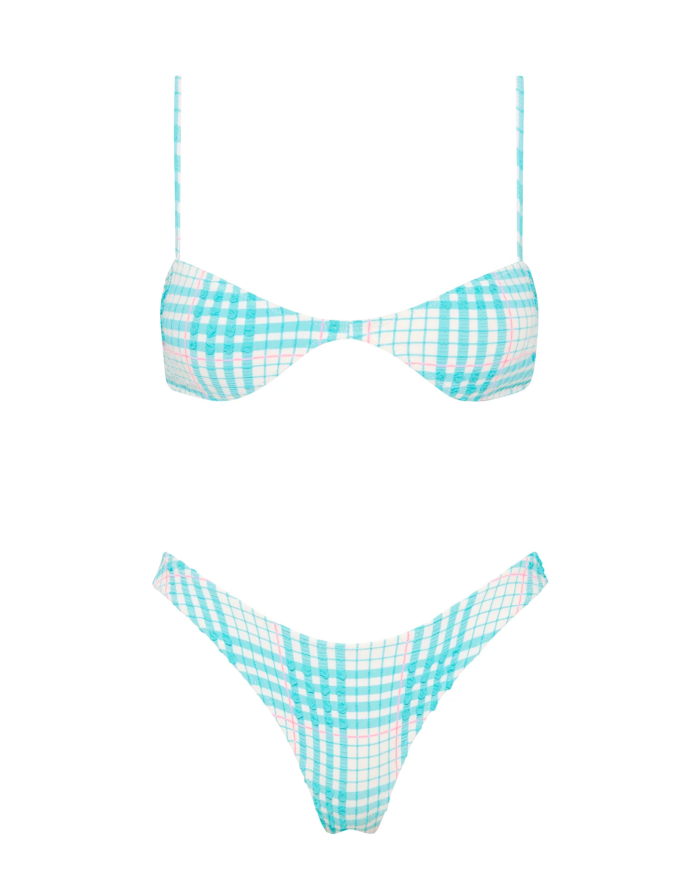 STELL - BLUE BLOSS CHECK Scoop Bikini Set