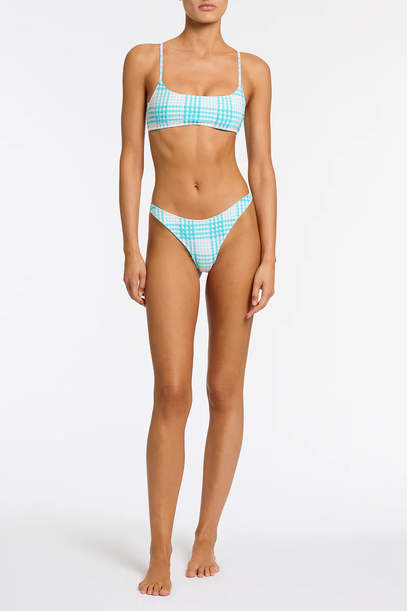 MICA - BLUE BLOSS CHECK Crop Bikini Set