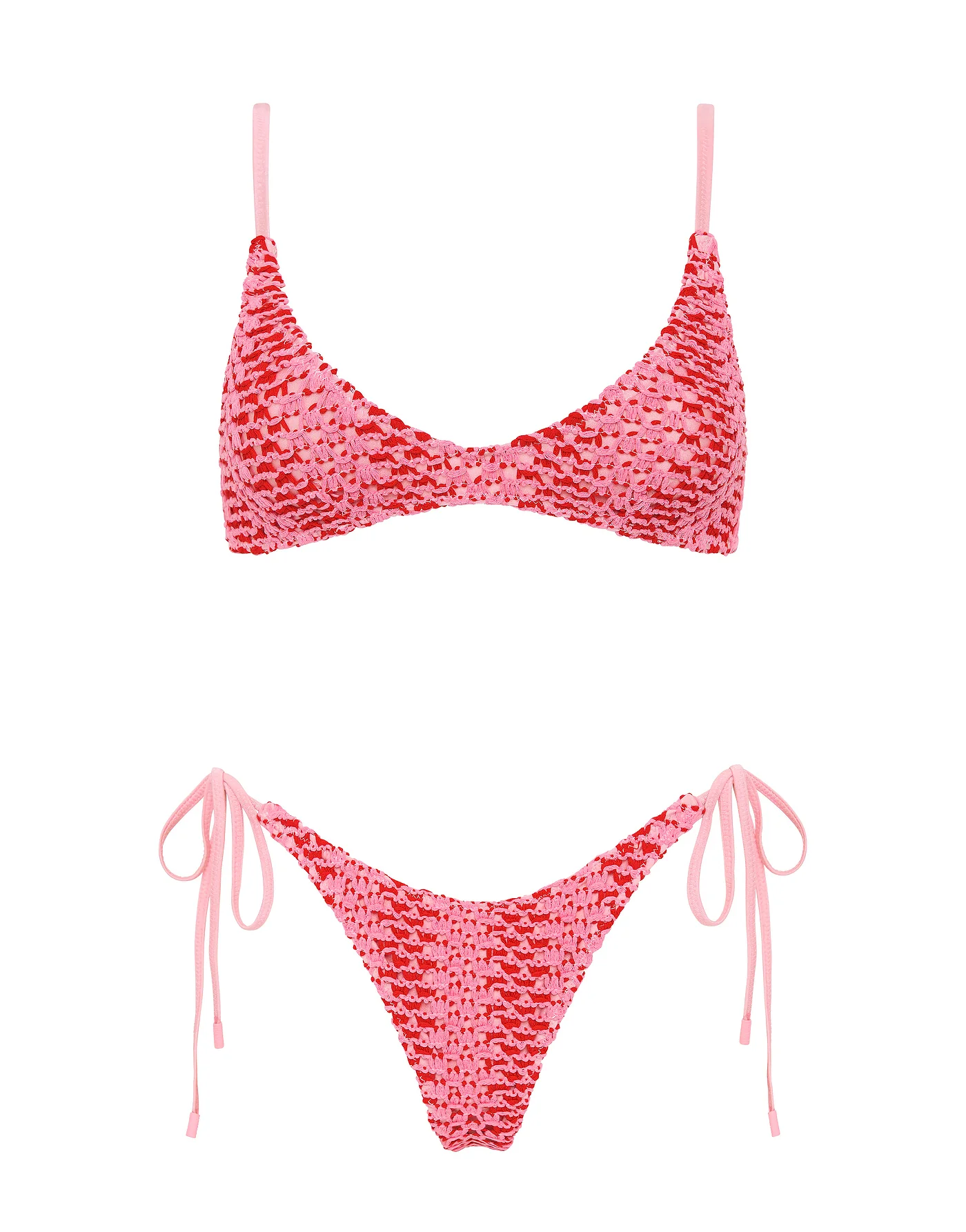 MAIA - ALINA Pink Crochet Scoop Bikini Set