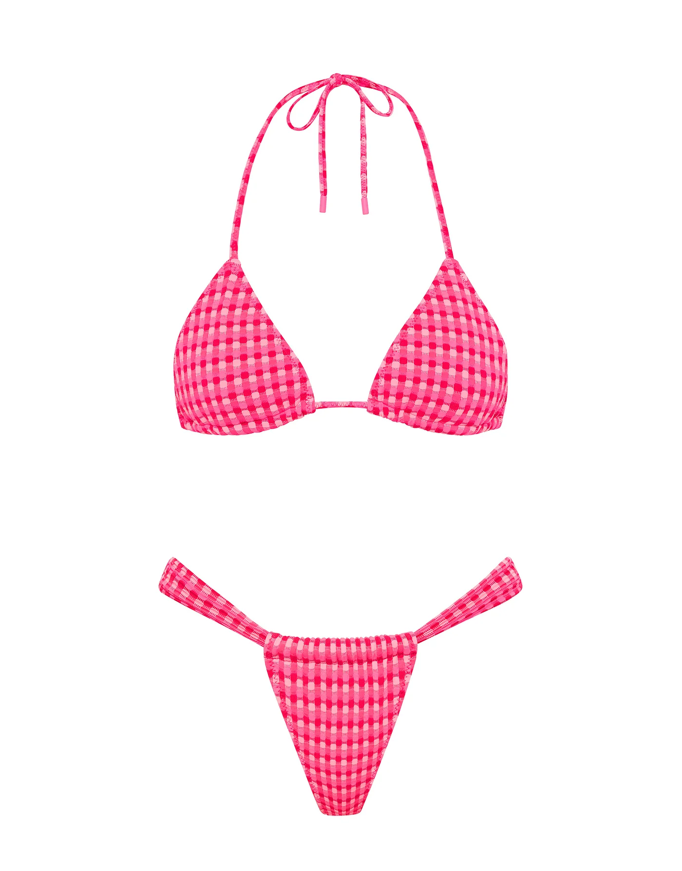 VINCA - ADAO Pink Textured Triangle Bikini Set