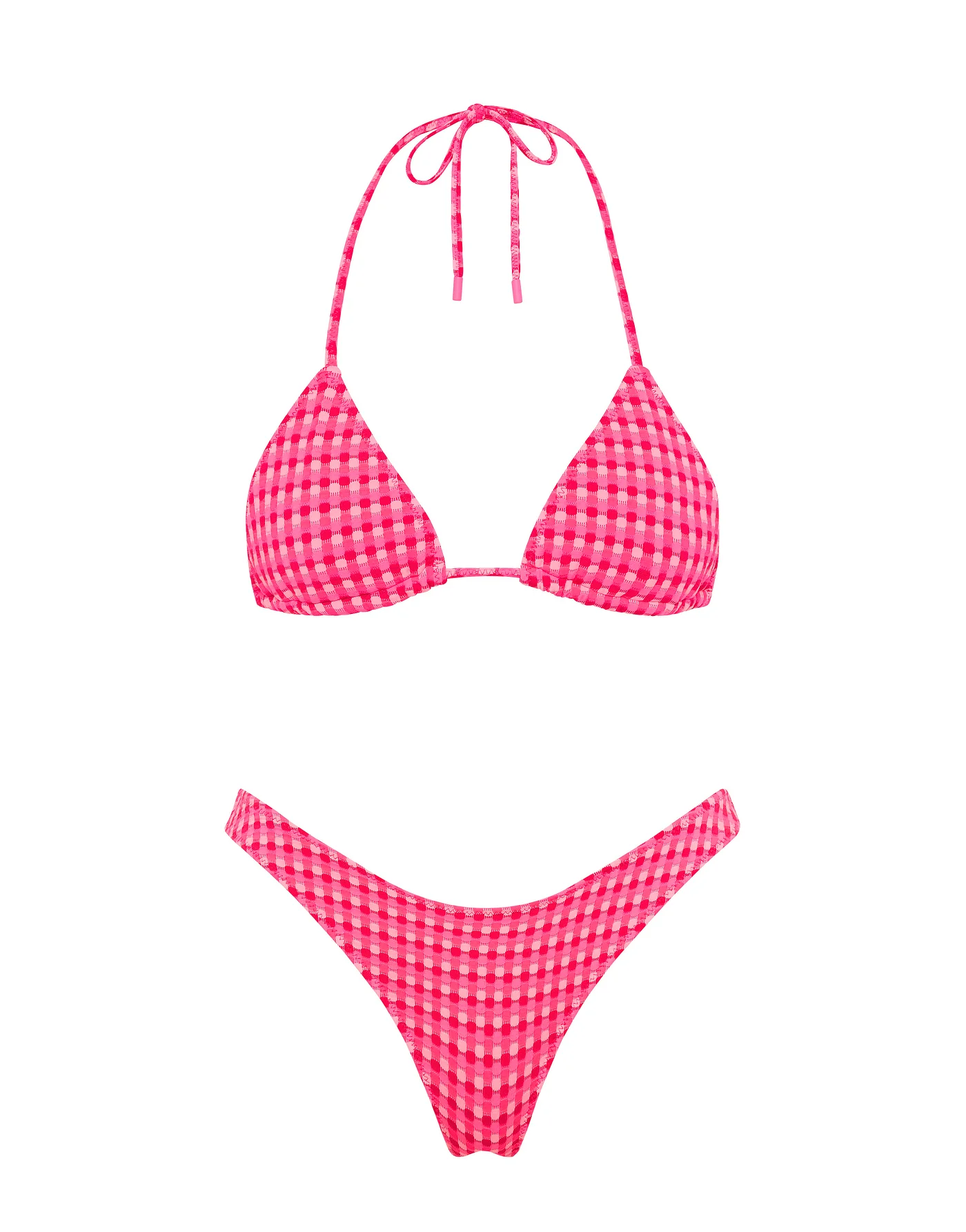 VINCA - ADAO Pink Textured Triangle Bikini Set