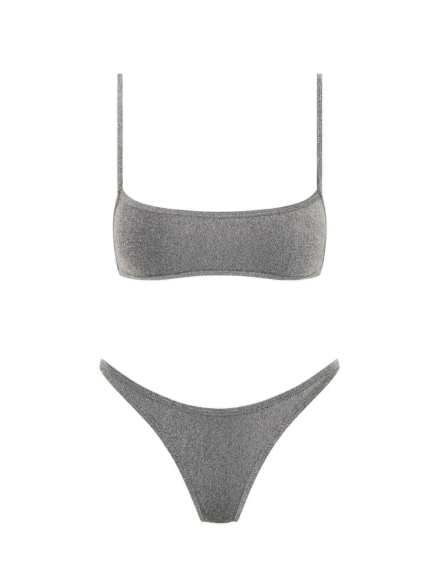 MIMA - SILVER SPARKLE Crop Bikini Set