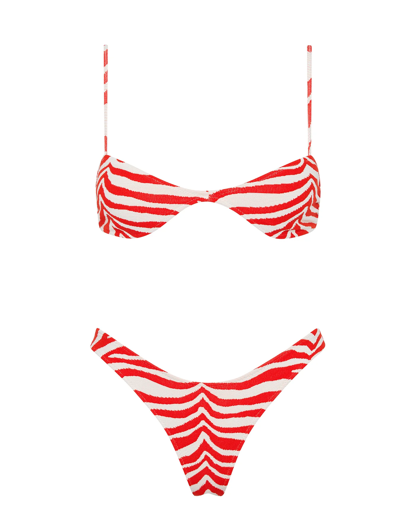 ESTE - CHERRY ZEBRA SPLASH Scoop Crop Bikini Set